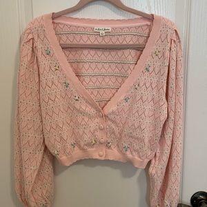 For Love and Lemons Cropped Floral Cardigan